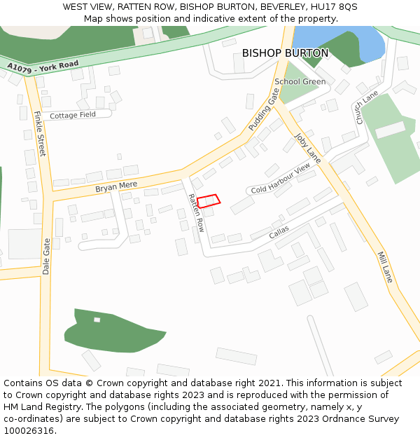 WEST VIEW, RATTEN ROW, BISHOP BURTON, BEVERLEY, HU17 8QS: Location map and indicative extent of plot