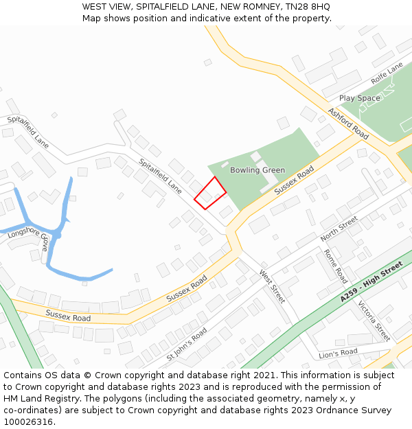 WEST VIEW, SPITALFIELD LANE, NEW ROMNEY, TN28 8HQ: Location map and indicative extent of plot