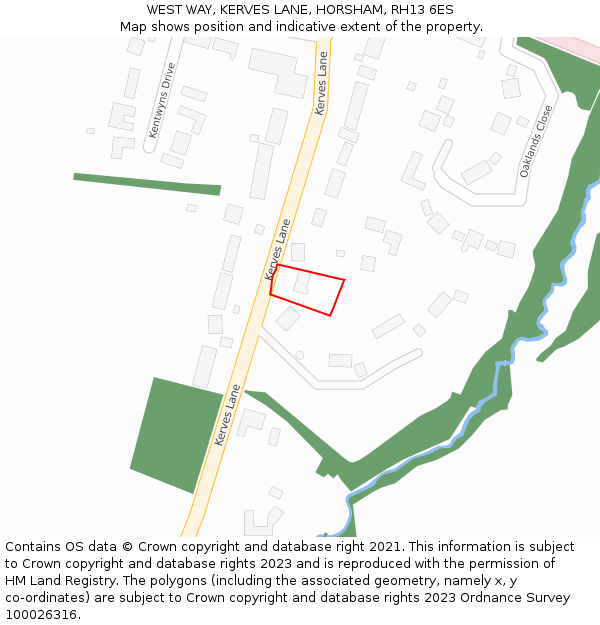 WEST WAY, KERVES LANE, HORSHAM, RH13 6ES: Location map and indicative extent of plot