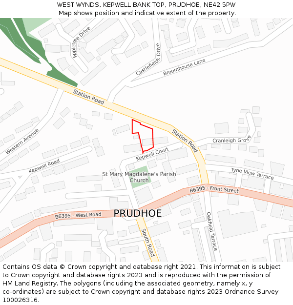 WEST WYNDS, KEPWELL BANK TOP, PRUDHOE, NE42 5PW: Location map and indicative extent of plot