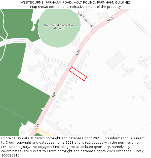 WESTBOURNE, FARNHAM ROAD, HOLT POUND, FARNHAM, GU10 4JZ: Location map and indicative extent of plot