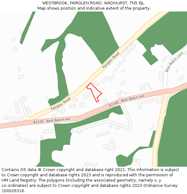 WESTBROOK, FAIRGLEN ROAD, WADHURST, TN5 6JL: Location map and indicative extent of plot