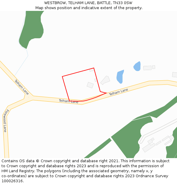 WESTBROW, TELHAM LANE, BATTLE, TN33 0SW: Location map and indicative extent of plot