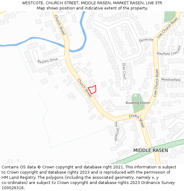 WESTCOTE, CHURCH STREET, MIDDLE RASEN, MARKET RASEN, LN8 3TR: Location map and indicative extent of plot