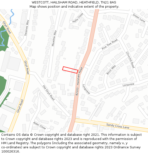 WESTCOTT, HAILSHAM ROAD, HEATHFIELD, TN21 8AS: Location map and indicative extent of plot