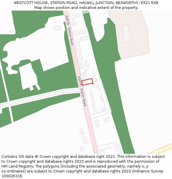 WESTCOTT HOUSE, STATION ROAD, HALWILL JUNCTION, BEAWORTHY, EX21 5XB: Location map and indicative extent of plot