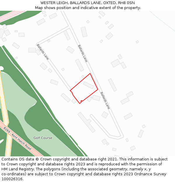 WESTER LEIGH, BALLARDS LANE, OXTED, RH8 0SN: Location map and indicative extent of plot