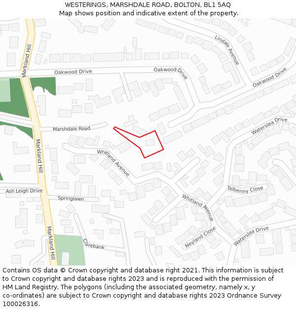 WESTERINGS, MARSHDALE ROAD, BOLTON, BL1 5AQ: Location map and indicative extent of plot