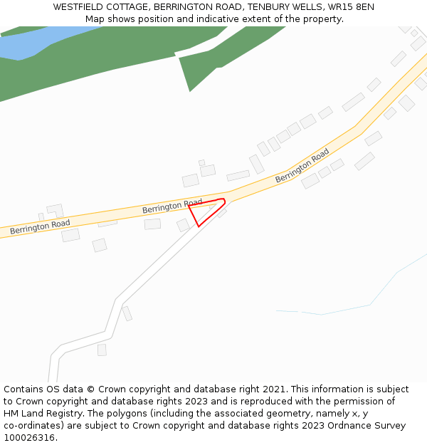 WESTFIELD COTTAGE, BERRINGTON ROAD, TENBURY WELLS, WR15 8EN: Location map and indicative extent of plot