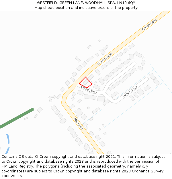 WESTFIELD, GREEN LANE, WOODHALL SPA, LN10 6QY: Location map and indicative extent of plot