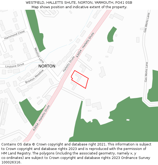 WESTFIELD, HALLETTS SHUTE, NORTON, YARMOUTH, PO41 0SB: Location map and indicative extent of plot