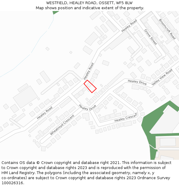 WESTFIELD, HEALEY ROAD, OSSETT, WF5 8LW: Location map and indicative extent of plot