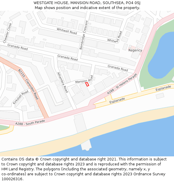 WESTGATE HOUSE, MANSION ROAD, SOUTHSEA, PO4 0SJ: Location map and indicative extent of plot