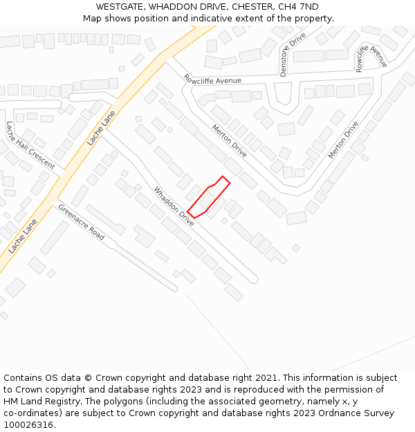WESTGATE, WHADDON DRIVE, CHESTER, CH4 7ND: Location map and indicative extent of plot