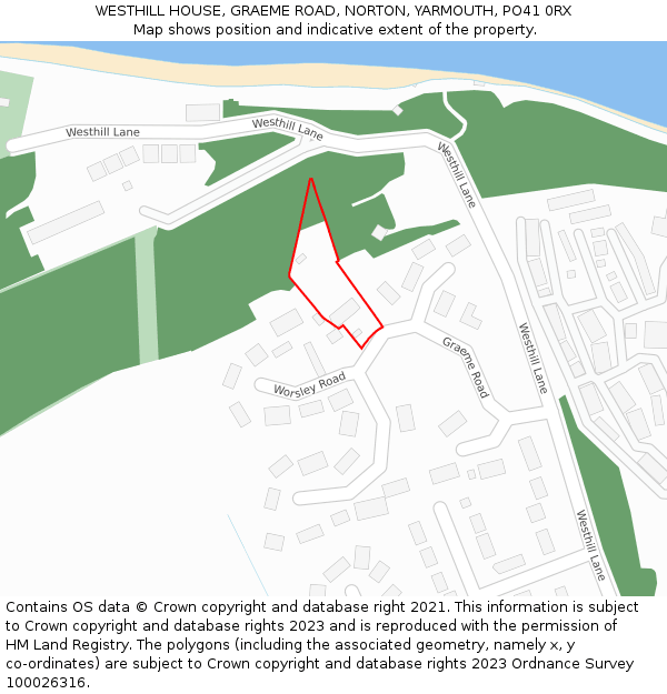 WESTHILL HOUSE, GRAEME ROAD, NORTON, YARMOUTH, PO41 0RX: Location map and indicative extent of plot