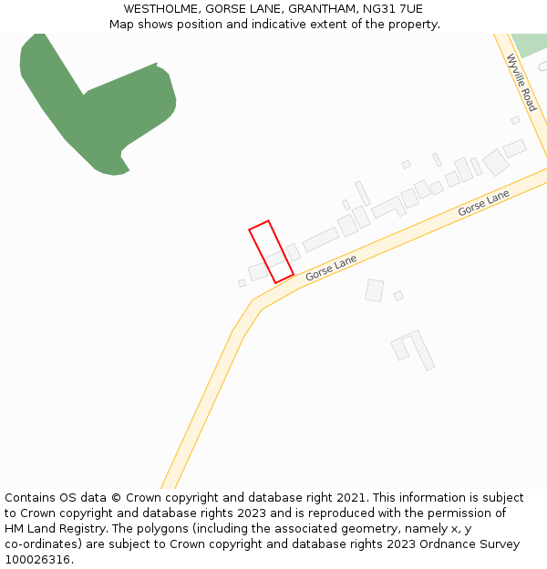 WESTHOLME, GORSE LANE, GRANTHAM, NG31 7UE: Location map and indicative extent of plot