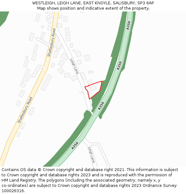 WESTLEIGH, LEIGH LANE, EAST KNOYLE, SALISBURY, SP3 6AP: Location map and indicative extent of plot