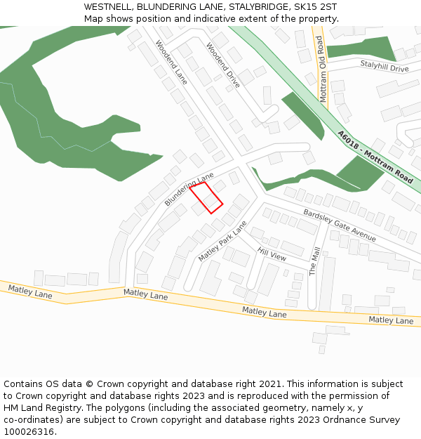 WESTNELL, BLUNDERING LANE, STALYBRIDGE, SK15 2ST: Location map and indicative extent of plot