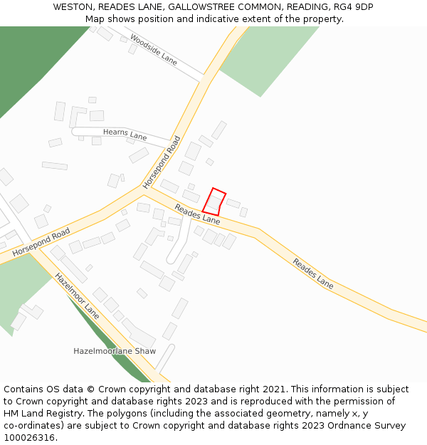 WESTON, READES LANE, GALLOWSTREE COMMON, READING, RG4 9DP: Location map and indicative extent of plot