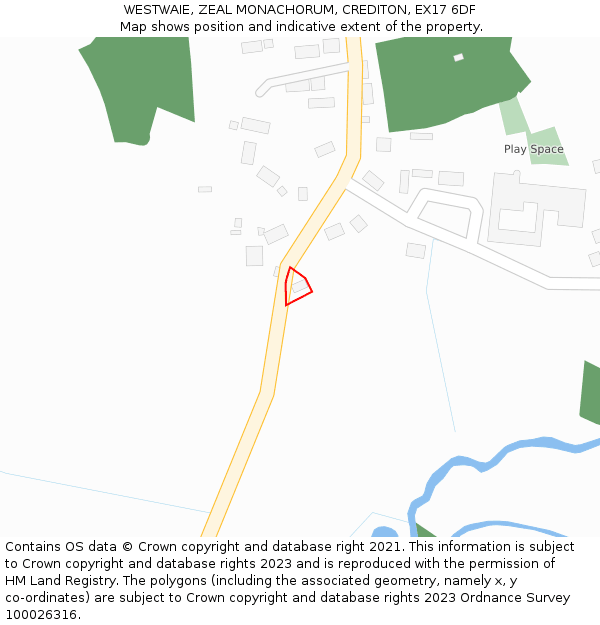 WESTWAIE, ZEAL MONACHORUM, CREDITON, EX17 6DF: Location map and indicative extent of plot