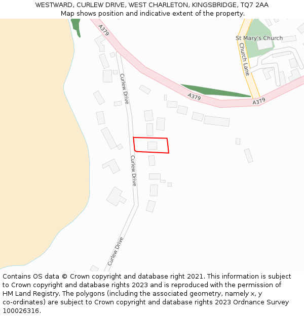 WESTWARD, CURLEW DRIVE, WEST CHARLETON, KINGSBRIDGE, TQ7 2AA: Location map and indicative extent of plot