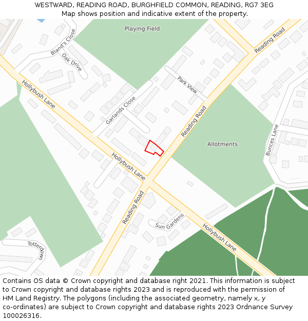 WESTWARD, READING ROAD, BURGHFIELD COMMON, READING, RG7 3EG: Location map and indicative extent of plot