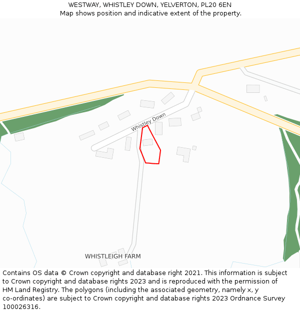 WESTWAY, WHISTLEY DOWN, YELVERTON, PL20 6EN: Location map and indicative extent of plot