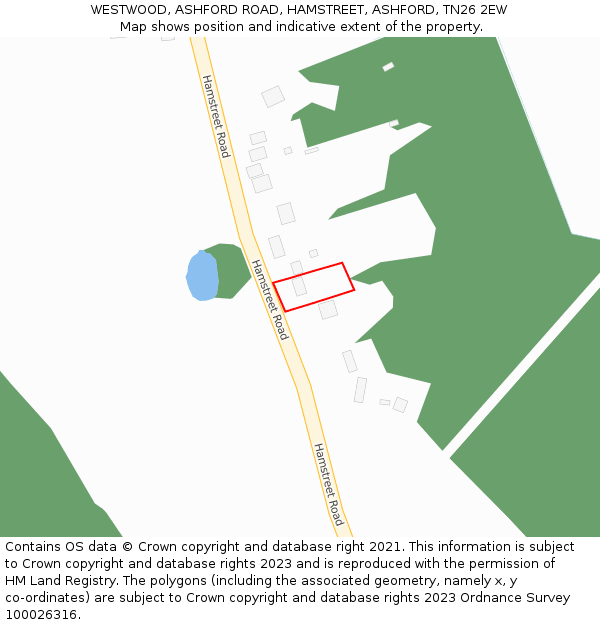 WESTWOOD, ASHFORD ROAD, HAMSTREET, ASHFORD, TN26 2EW: Location map and indicative extent of plot