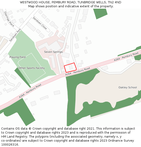 WESTWOOD HOUSE, PEMBURY ROAD, TUNBRIDGE WELLS, TN2 4ND: Location map and indicative extent of plot