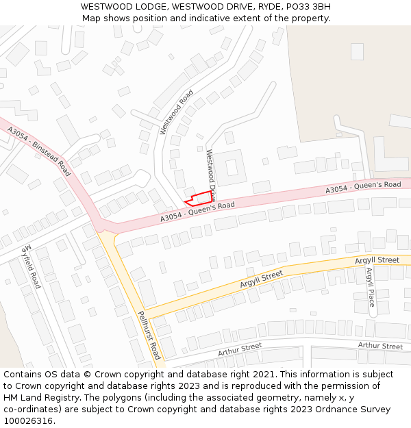 WESTWOOD LODGE, WESTWOOD DRIVE, RYDE, PO33 3BH: Location map and indicative extent of plot