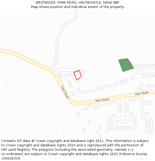 WESTWOOD, PARK ROAD, HALTWHISTLE, NE49 9BP: Location map and indicative extent of plot