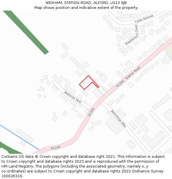 WEXHAM, STATION ROAD, ALFORD, LN13 9JB: Location map and indicative extent of plot