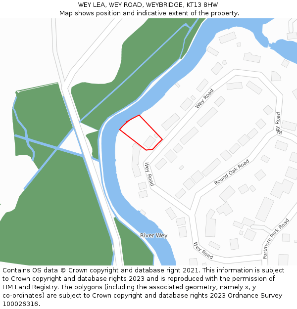 WEY LEA, WEY ROAD, WEYBRIDGE, KT13 8HW: Location map and indicative extent of plot
