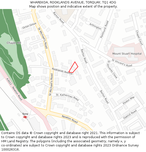 WHAREKOA, ROOKLANDS AVENUE, TORQUAY, TQ1 4DG: Location map and indicative extent of plot