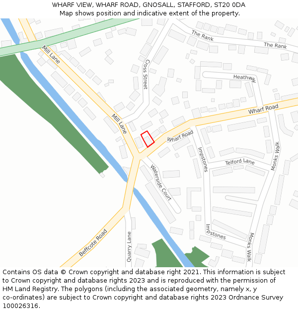 WHARF VIEW, WHARF ROAD, GNOSALL, STAFFORD, ST20 0DA: Location map and indicative extent of plot