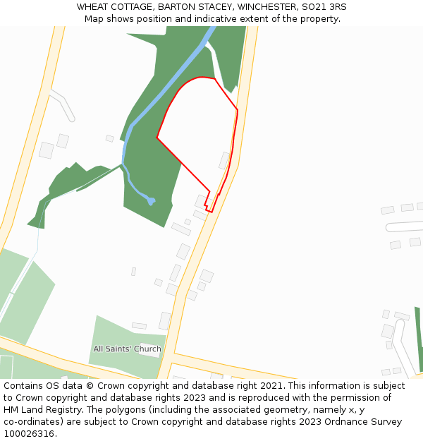 WHEAT COTTAGE, BARTON STACEY, WINCHESTER, SO21 3RS: Location map and indicative extent of plot