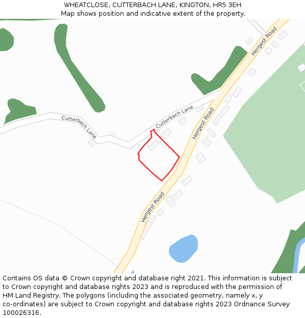 WHEATCLOSE, CUTTERBACH LANE, KINGTON, HR5 3EH: Location map and indicative extent of plot