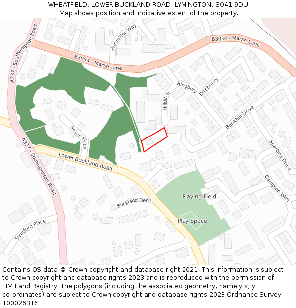 WHEATFIELD, LOWER BUCKLAND ROAD, LYMINGTON, SO41 9DU: Location map and indicative extent of plot