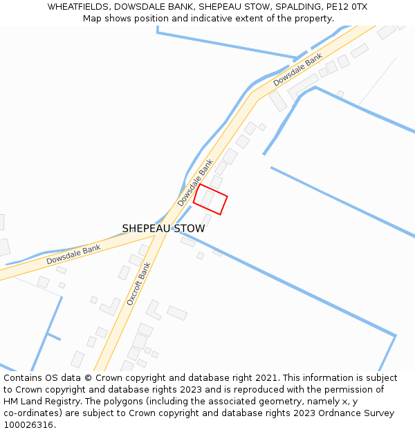 WHEATFIELDS, DOWSDALE BANK, SHEPEAU STOW, SPALDING, PE12 0TX: Location map and indicative extent of plot