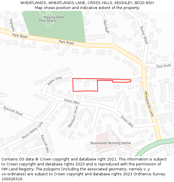 WHEATLANDS, WHEATLANDS LANE, CROSS HILLS, KEIGHLEY, BD20 8SH: Location map and indicative extent of plot