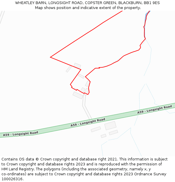 WHEATLEY BARN, LONGSIGHT ROAD, COPSTER GREEN, BLACKBURN, BB1 9ES: Location map and indicative extent of plot