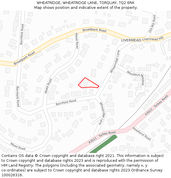 WHEATRIDGE, WHEATRIDGE LANE, TORQUAY, TQ2 6RA: Location map and indicative extent of plot