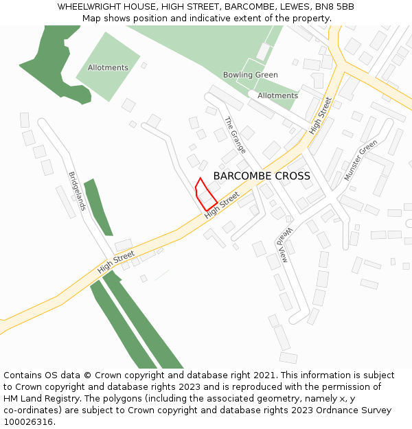 WHEELWRIGHT HOUSE, HIGH STREET, BARCOMBE, LEWES, BN8 5BB: Location map and indicative extent of plot