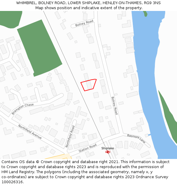 WHIMBREL, BOLNEY ROAD, LOWER SHIPLAKE, HENLEY-ON-THAMES, RG9 3NS: Location map and indicative extent of plot