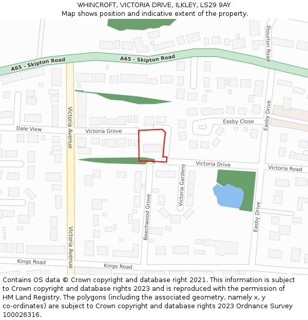 WHINCROFT, VICTORIA DRIVE, ILKLEY, LS29 9AY: Location map and indicative extent of plot