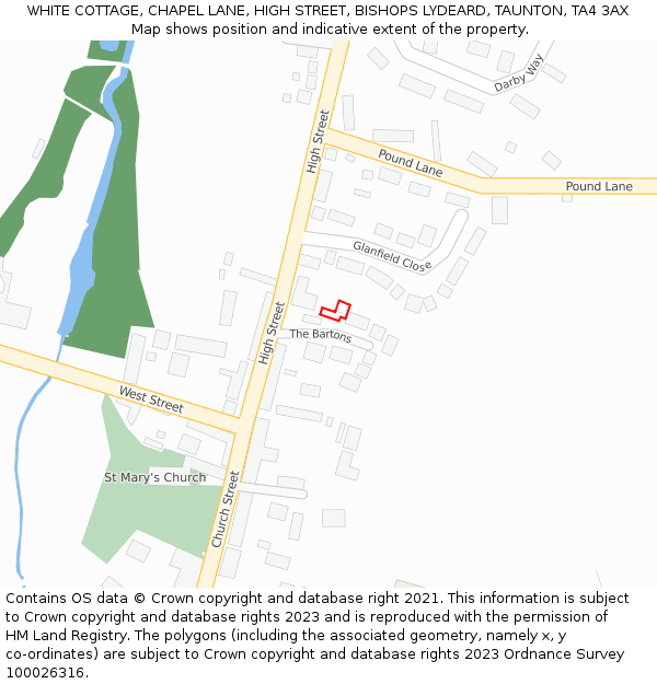 WHITE COTTAGE, CHAPEL LANE, HIGH STREET, BISHOPS LYDEARD, TAUNTON, TA4 3AX: Location map and indicative extent of plot