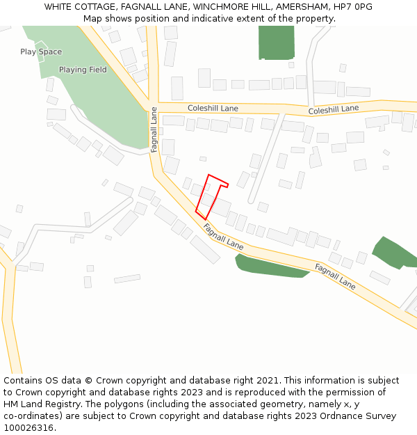 WHITE COTTAGE, FAGNALL LANE, WINCHMORE HILL, AMERSHAM, HP7 0PG: Location map and indicative extent of plot