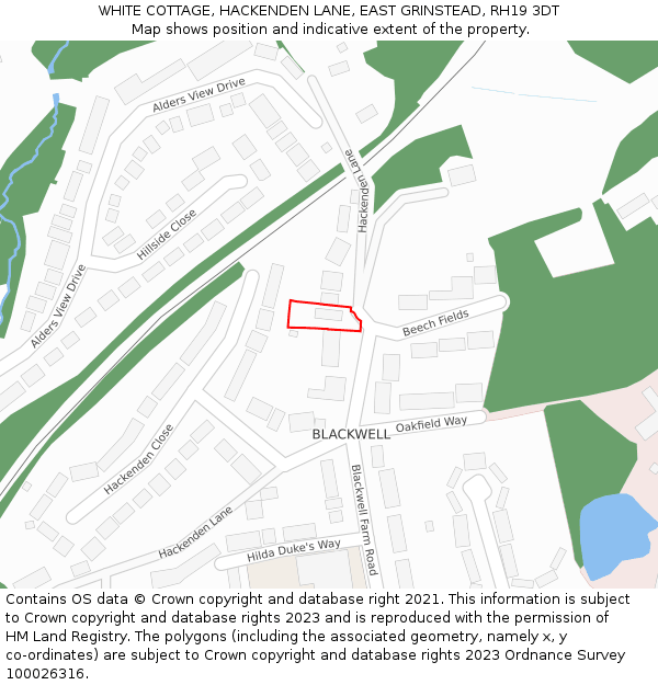 WHITE COTTAGE, HACKENDEN LANE, EAST GRINSTEAD, RH19 3DT: Location map and indicative extent of plot
