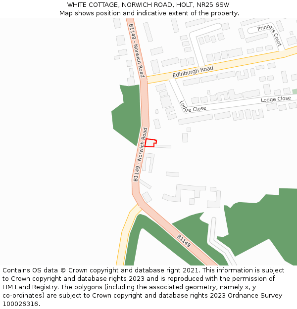 WHITE COTTAGE, NORWICH ROAD, HOLT, NR25 6SW: Location map and indicative extent of plot