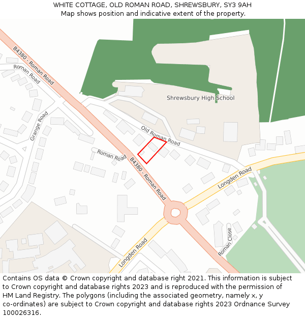 WHITE COTTAGE, OLD ROMAN ROAD, SHREWSBURY, SY3 9AH: Location map and indicative extent of plot